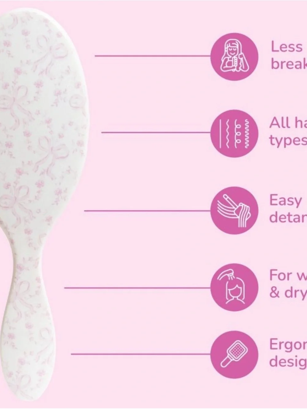 LoveShackFancy Pink Oval Paddle Hair Brush